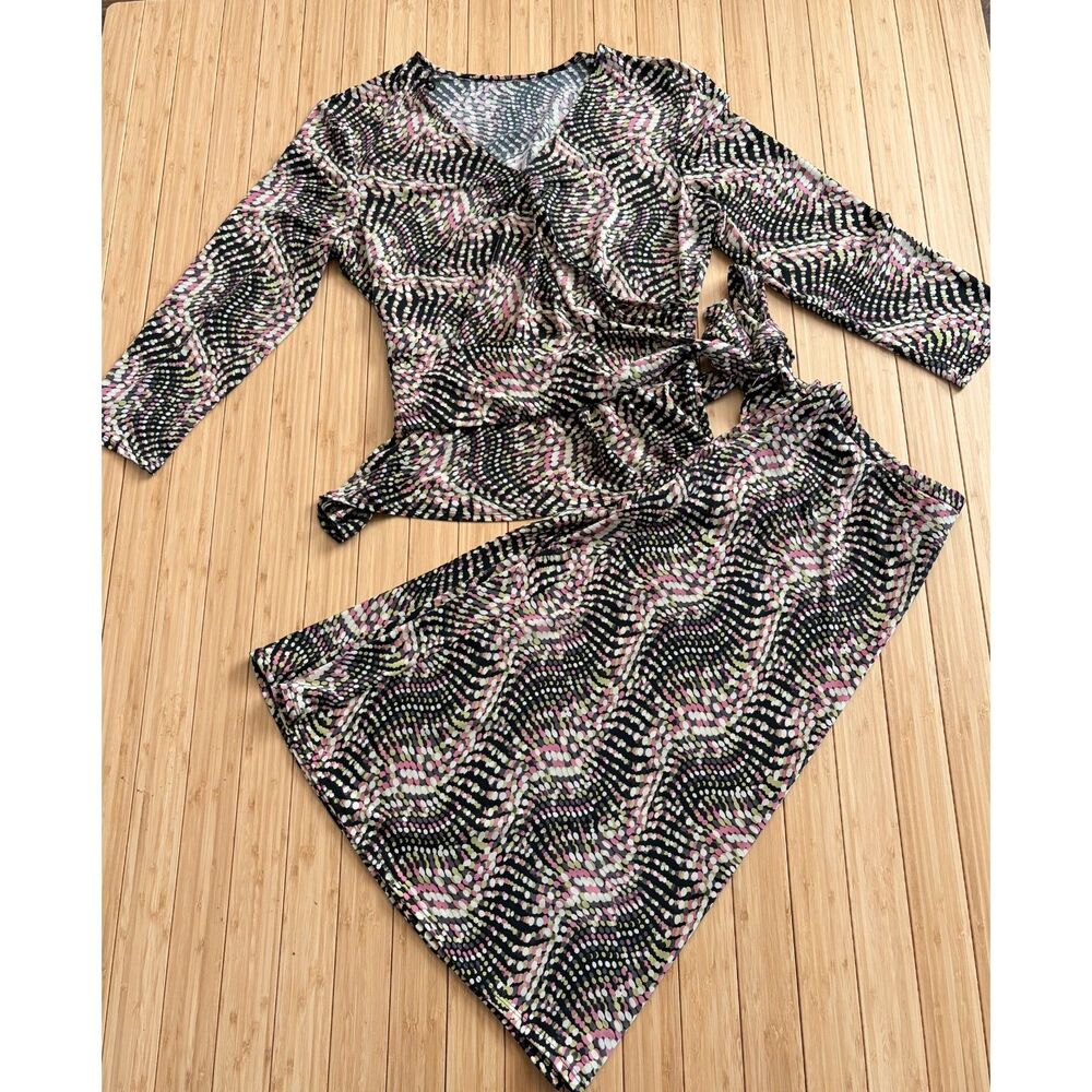 Donna Morgan Women’s Size 12 Two-Piece Set –Geometric Wrap Top & Skirt